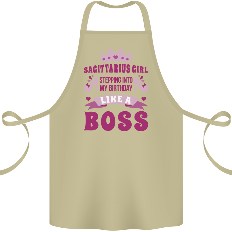 Sagittarius Girl Birthday 21st 30th 40th 50th Cotton Apron 100% Organic Khaki