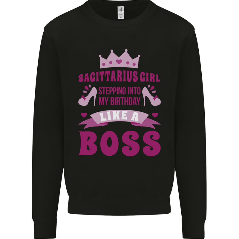 Sagittarius Girl Birthday 21st 30th 40th 50th Kids Sweatshirt Jumper Black