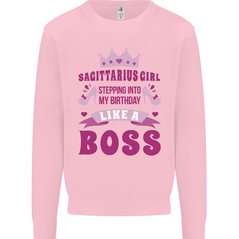 Sagittarius Girl Birthday 21st 30th 40th 50th Kids Sweatshirt Jumper Light Pink