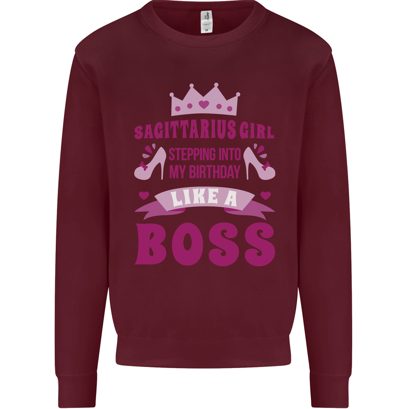 Sagittarius Girl Birthday 21st 30th 40th 50th Kids Sweatshirt Jumper Maroon