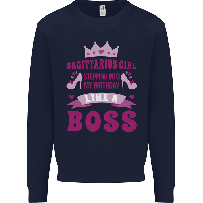 Sagittarius Girl Birthday 21st 30th 40th 50th Kids Sweatshirt Jumper Navy Blue