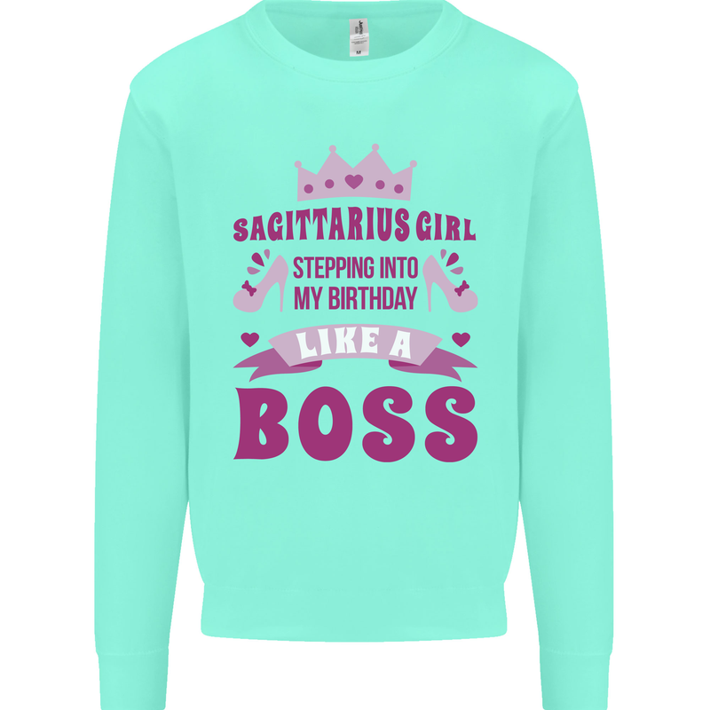 Sagittarius Girl Birthday 21st 30th 40th 50th Kids Sweatshirt Jumper Peppermint