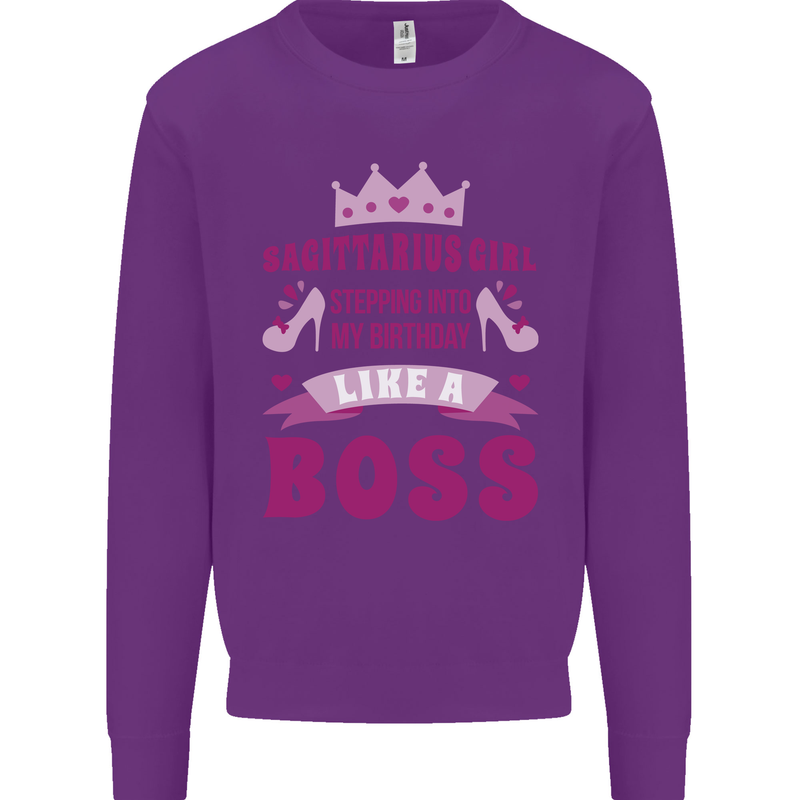 Sagittarius Girl Birthday 21st 30th 40th 50th Kids Sweatshirt Jumper Purple