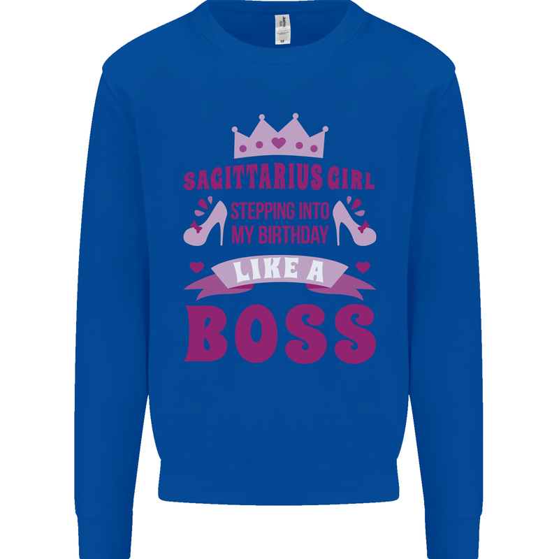 Sagittarius Girl Birthday 21st 30th 40th 50th Kids Sweatshirt Jumper Royal Blue