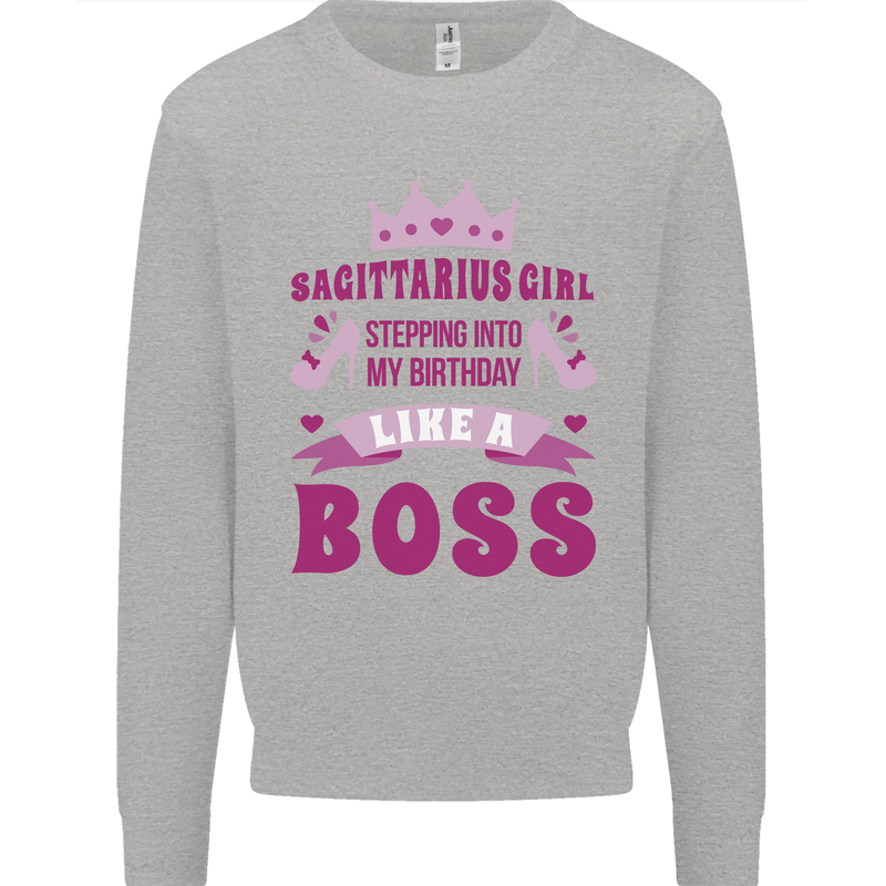 Sagittarius Girl Birthday 21st 30th 40th 50th Kids Sweatshirt Jumper Sports Grey