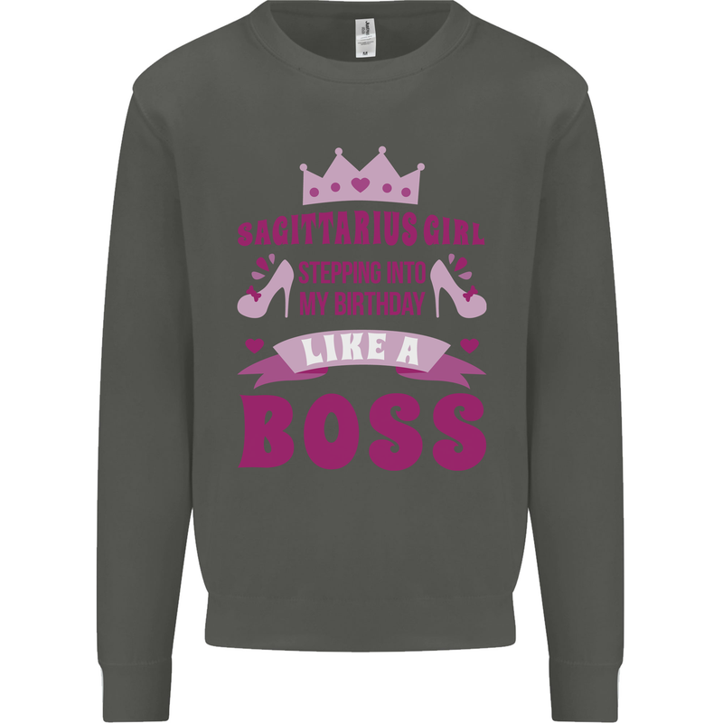 Sagittarius Girl Birthday 21st 30th 40th 50th Kids Sweatshirt Jumper Storm Grey