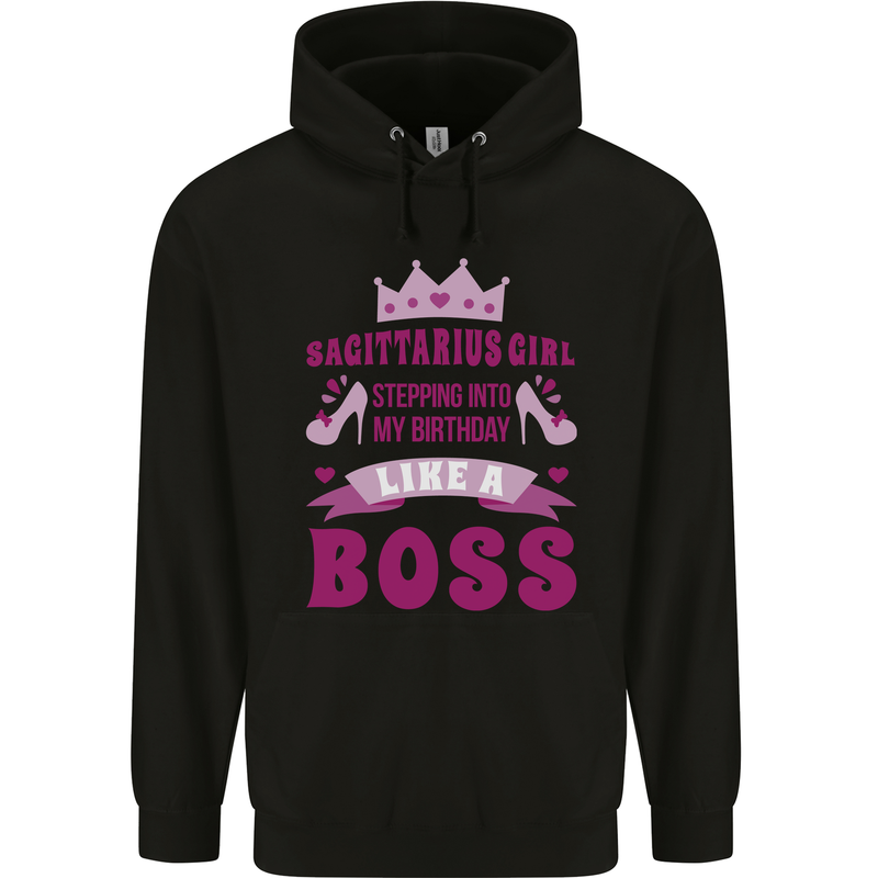 Sagittarius Girl Birthday 21st 30th 40th 50th Mens 80% Cotton Hoodie Black