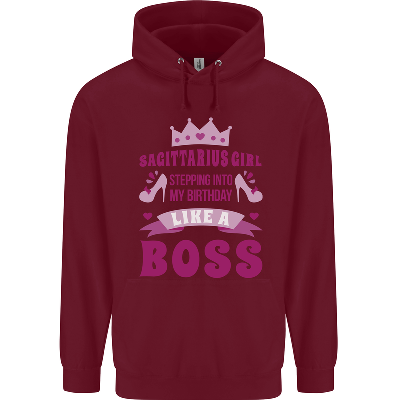 Sagittarius Girl Birthday 21st 30th 40th 50th Mens 80% Cotton Hoodie Maroon