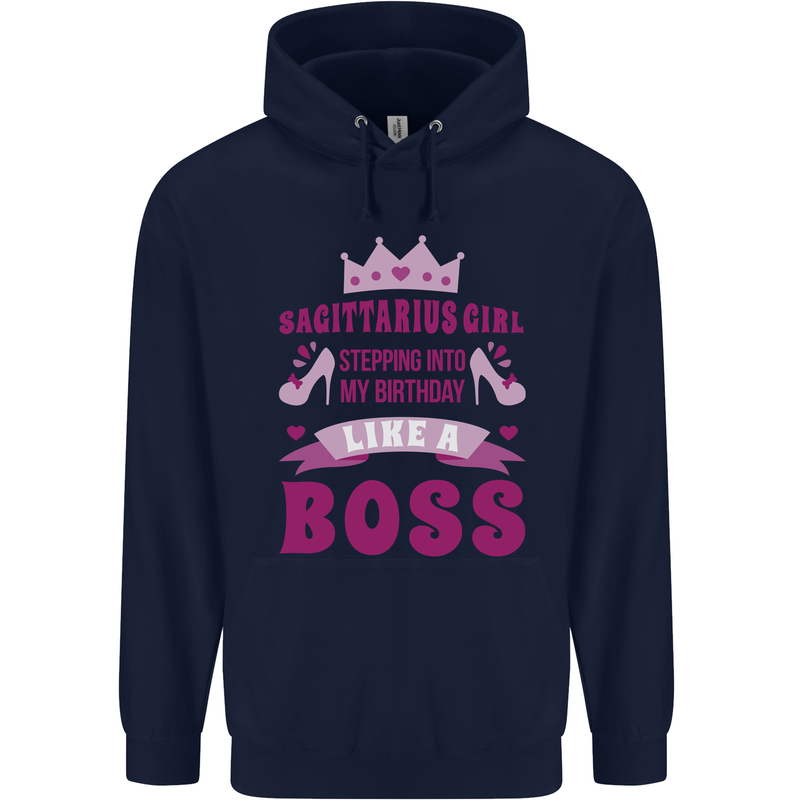 Sagittarius Girl Birthday 21st 30th 40th 50th Mens 80% Cotton Hoodie Navy Blue
