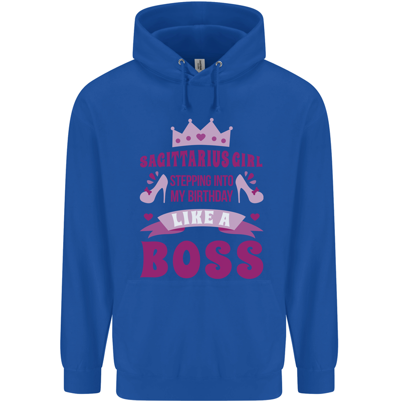 Sagittarius Girl Birthday 21st 30th 40th 50th Mens 80% Cotton Hoodie Royal Blue