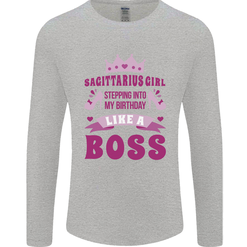 Sagittarius Girl Birthday 21st 30th 40th 50th Mens Long Sleeve T-Shirt Sports Grey