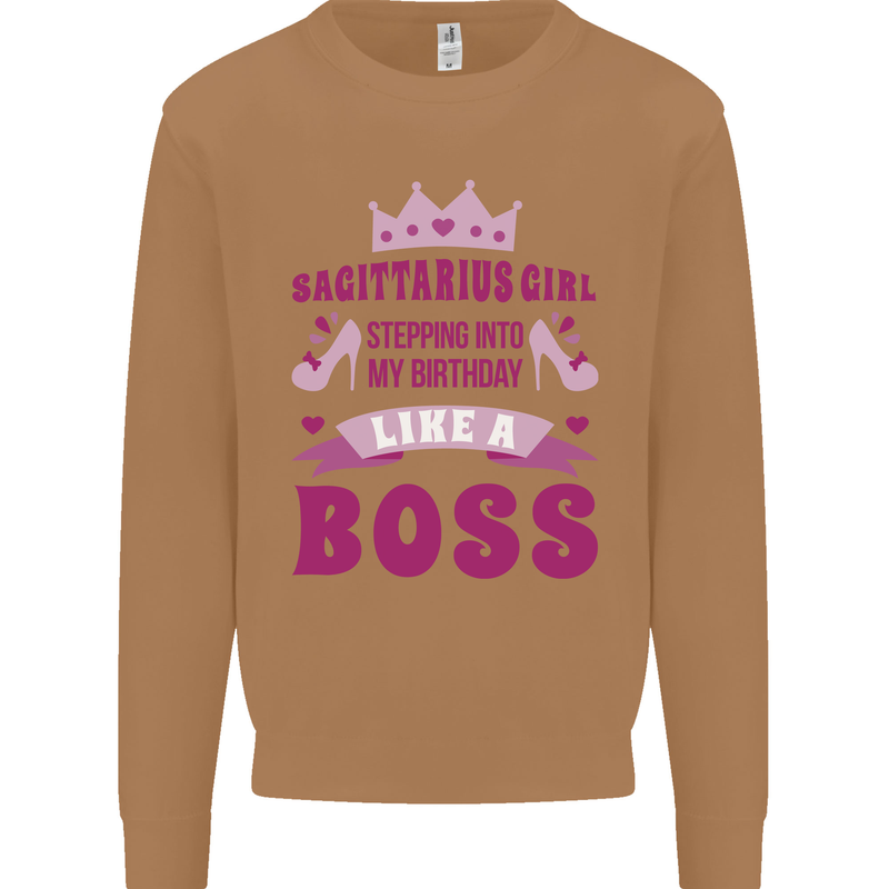 Sagittarius Girl Birthday 21st 30th 40th 50th Mens Sweatshirt Jumper Caramel Latte