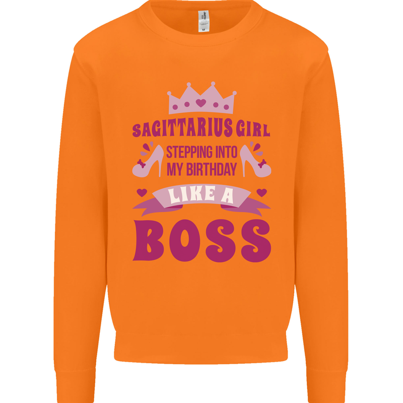 Sagittarius Girl Birthday 21st 30th 40th 50th Mens Sweatshirt Jumper Orange