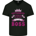 Sagittarius Girl Birthday 21st 30th 40th 50th Mens V-Neck Cotton T-Shirt Black