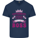 Sagittarius Girl Birthday 21st 30th 40th 50th Mens V-Neck Cotton T-Shirt Navy Blue