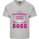 Sagittarius Girl Birthday 21st 30th 40th 50th Mens V-Neck Cotton T-Shirt Sports Grey