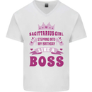 Sagittarius Girl Birthday 21st 30th 40th 50th Mens V-Neck Cotton T-Shirt White