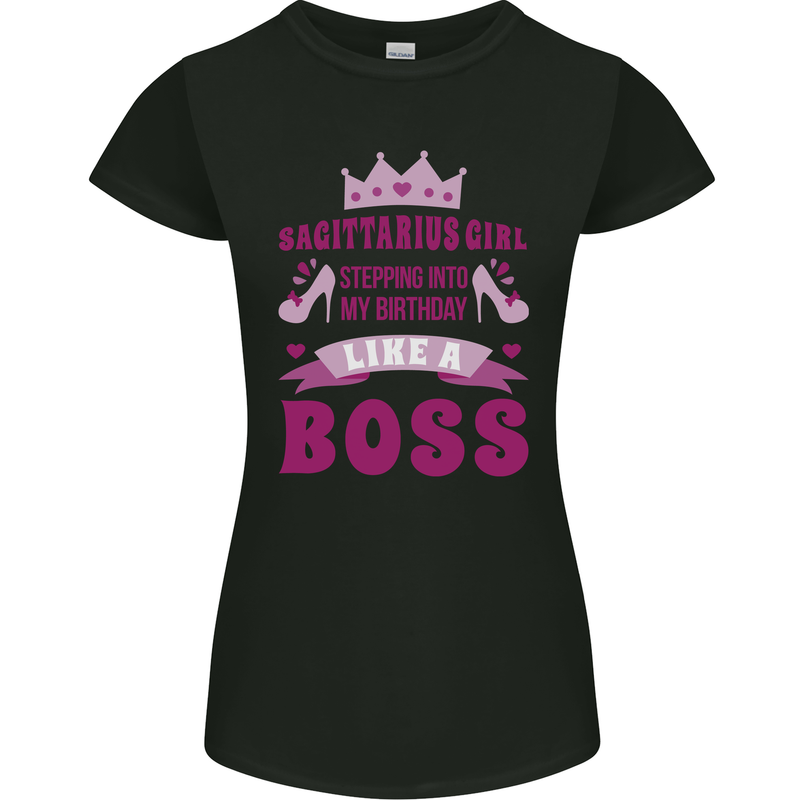 Sagittarius Girl Birthday 21st 30th 40th 50th Womens Petite Cut T-Shirt Black