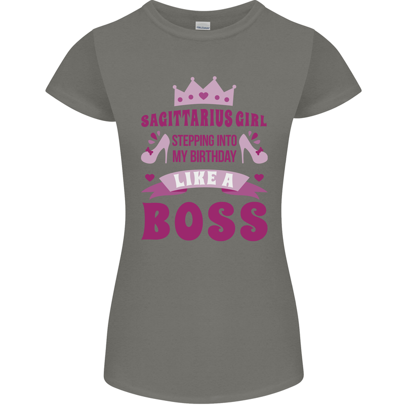 Sagittarius Girl Birthday 21st 30th 40th 50th Womens Petite Cut T-Shirt Charcoal