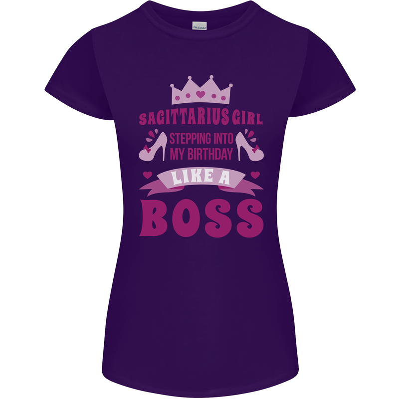 Sagittarius Girl Birthday 21st 30th 40th 50th Womens Petite Cut T-Shirt Purple