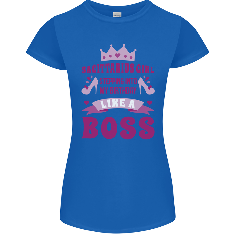 Sagittarius Girl Birthday 21st 30th 40th 50th Womens Petite Cut T-Shirt Royal Blue