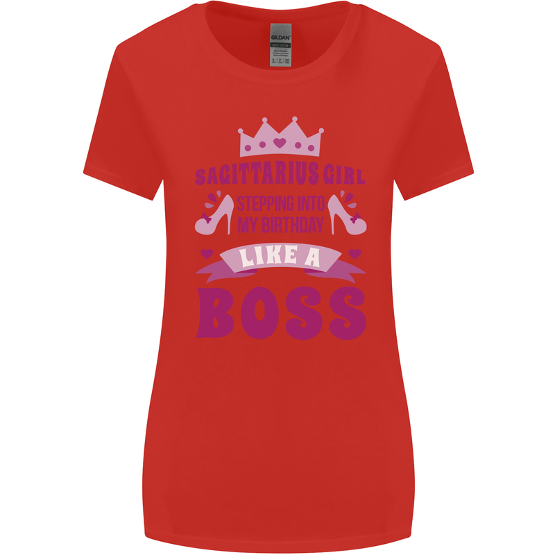 Sagittarius Girl Birthday 21st 30th 40th 50th Womens Wider Cut T-Shirt Red
