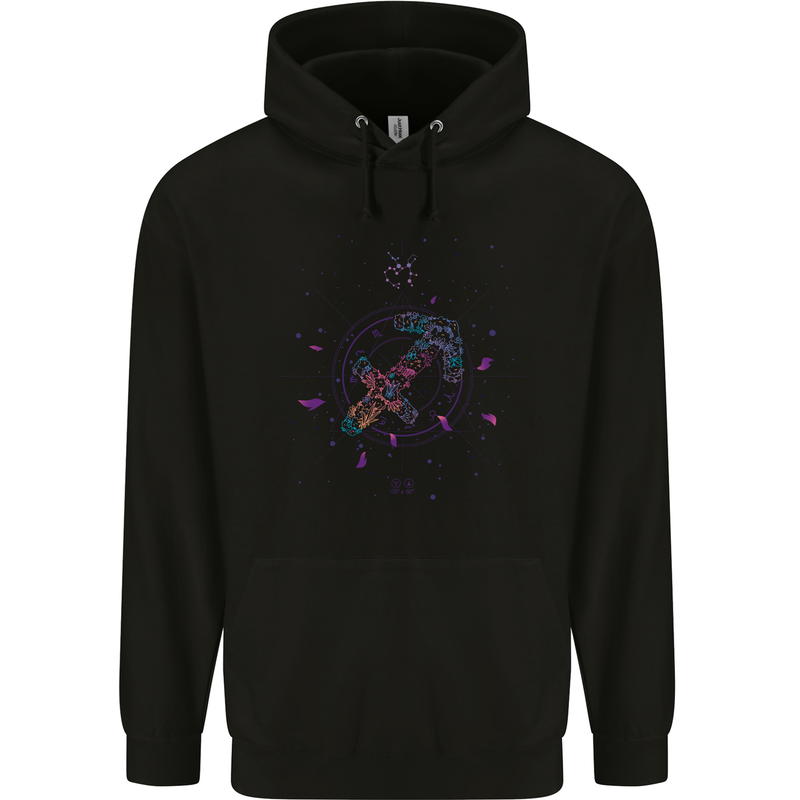 Sagittarius Star Sign Zodiac Astrological Childrens Kids Hoodie Black