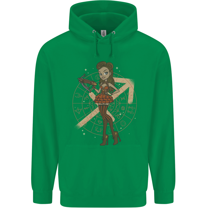 Sagittarius Steampunk Woman Star Sign Childrens Kids Hoodie Irish Green