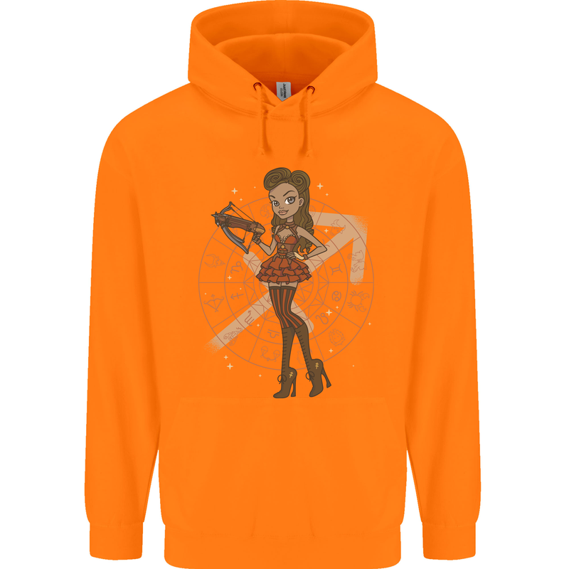 Sagittarius Steampunk Woman Star Sign Childrens Kids Hoodie Orange