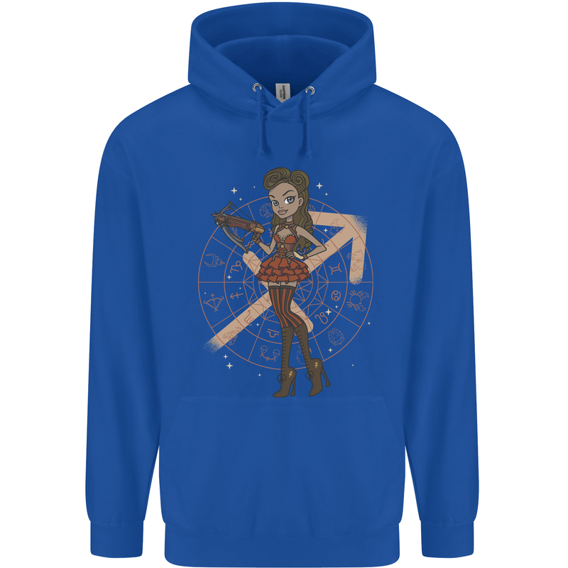 Sagittarius Steampunk Woman Star Sign Childrens Kids Hoodie Royal Blue