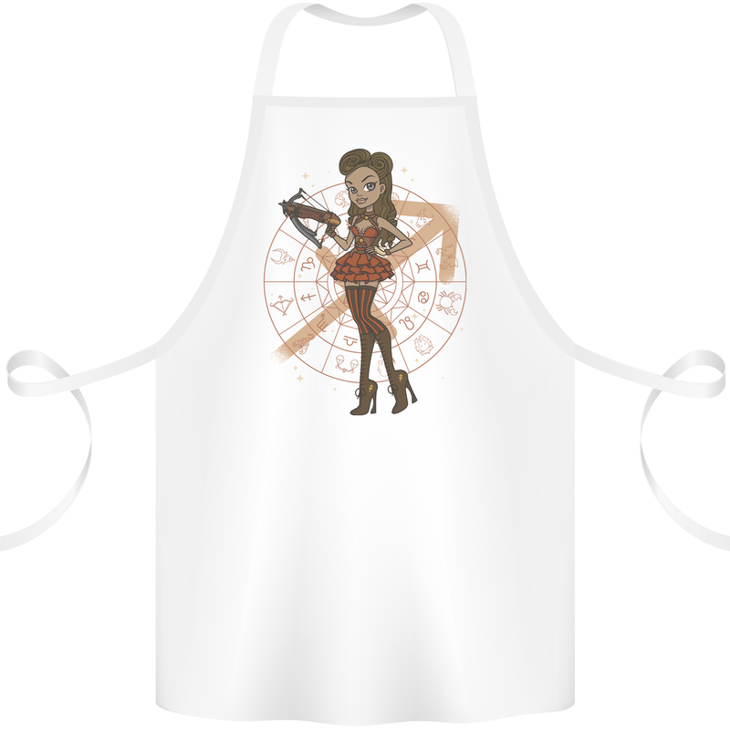 Sagittarius Steampunk Woman Star Sign Cotton Apron 100% Organic White