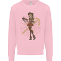 Sagittarius Steampunk Woman Star Sign Kids Sweatshirt Jumper Light Pink