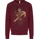 Sagittarius Steampunk Woman Star Sign Kids Sweatshirt Jumper Maroon