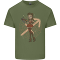 Sagittarius Steampunk Woman Star Sign Mens Cotton T-Shirt Tee Top Military Green