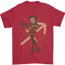 Sagittarius Steampunk Woman Star Sign Mens T-Shirt 100% Cotton Red
