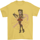 Sagittarius Steampunk Woman Star Sign Mens T-Shirt 100% Cotton Yellow