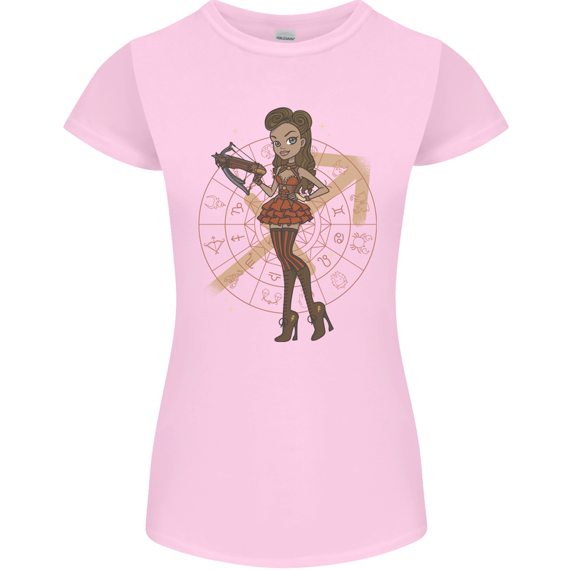 Sagittarius Steampunk Woman Star Sign Womens Petite Cut T-Shirt Light Pink