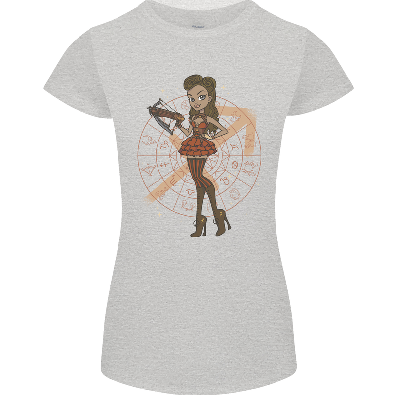 Sagittarius Steampunk Woman Star Sign Womens Petite Cut T-Shirt Sports Grey