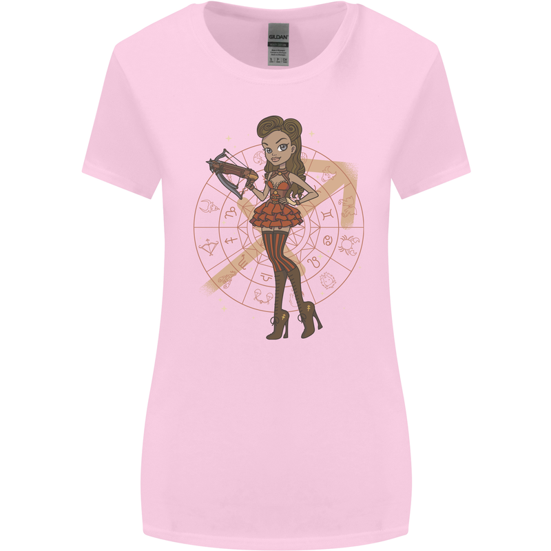 Sagittarius Steampunk Woman Star Sign Womens Wider Cut T-Shirt Light Pink
