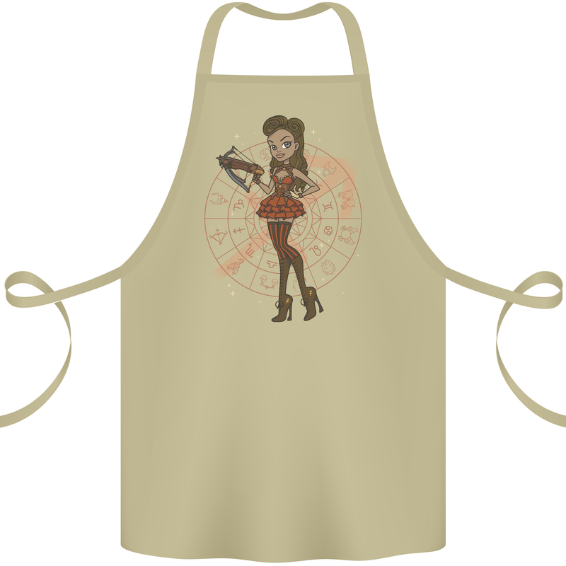 Sagittarius Steampunk Woman Zodiac Cotton Apron 100% Organic Khaki