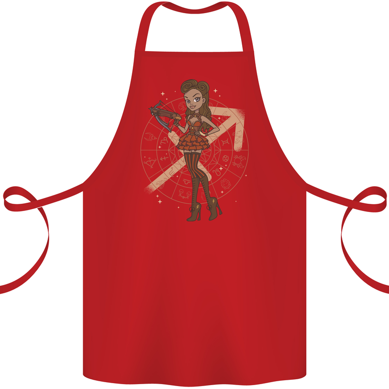 Sagittarius Steampunk Woman Zodiac Cotton Apron 100% Organic Red