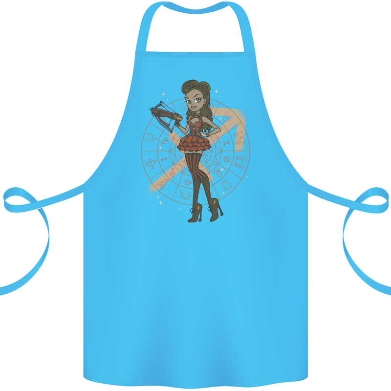 Sagittarius Steampunk Woman Zodiac Cotton Apron 100% Organic Turquoise