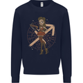 Sagittarius Steampunk Woman Zodiac Kids Sweatshirt Jumper Navy Blue
