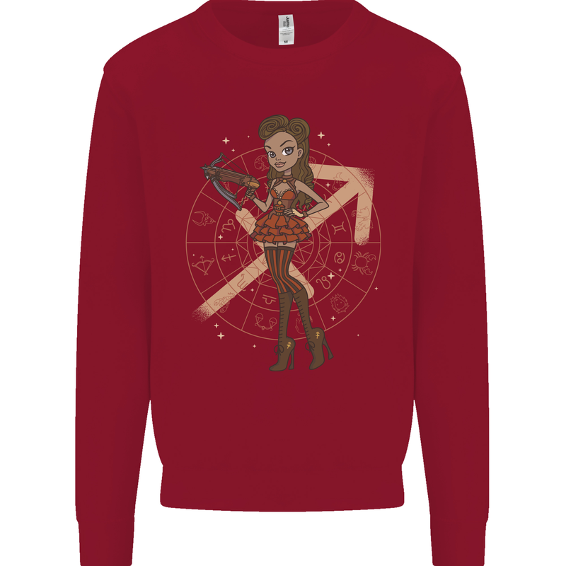Sagittarius Steampunk Woman Zodiac Kids Sweatshirt Jumper Red
