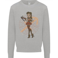 Sagittarius Steampunk Woman Zodiac Kids Sweatshirt Jumper Sports Grey