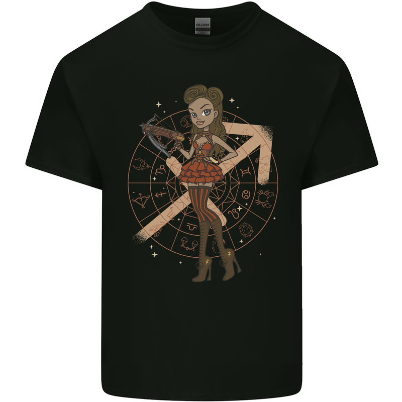 Sagittarius Steampunk Woman Zodiac Kids T-Shirt Childrens Black