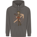Sagittarius Steampunk Woman Zodiac Mens 80% Cotton Hoodie Charcoal