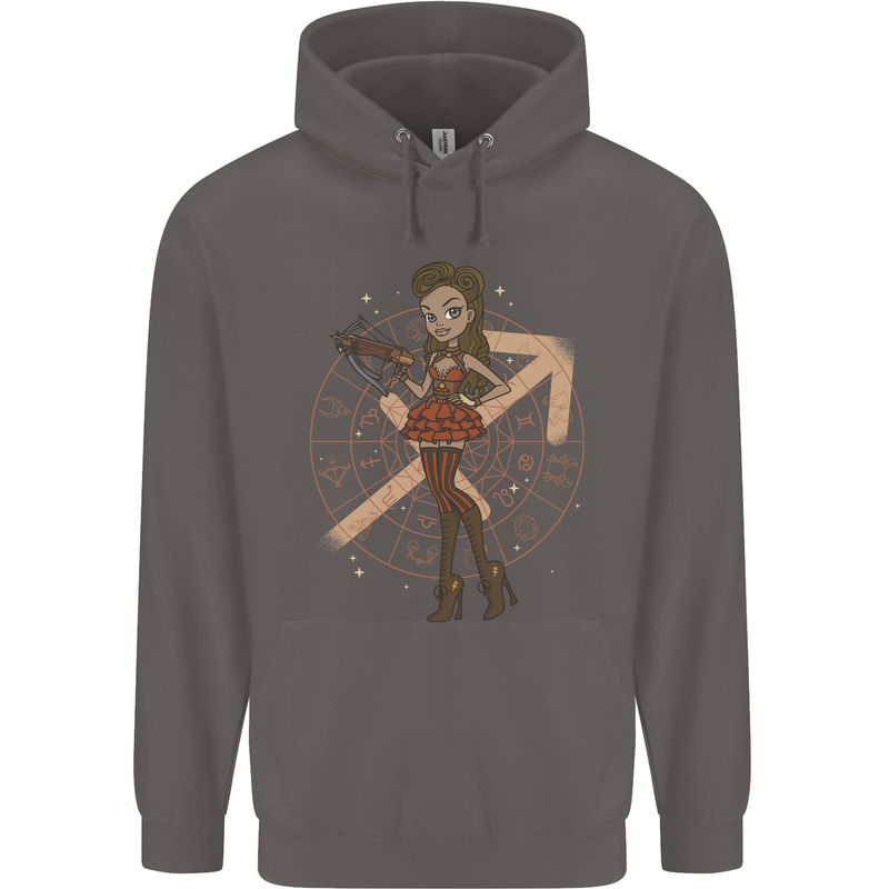 Sagittarius Steampunk Woman Zodiac Mens 80% Cotton Hoodie Charcoal