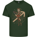Sagittarius Steampunk Woman Zodiac Mens Cotton T-Shirt Tee Top Forest Green