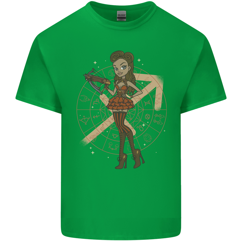 Sagittarius Steampunk Woman Zodiac Mens Cotton T-Shirt Tee Top Irish Green